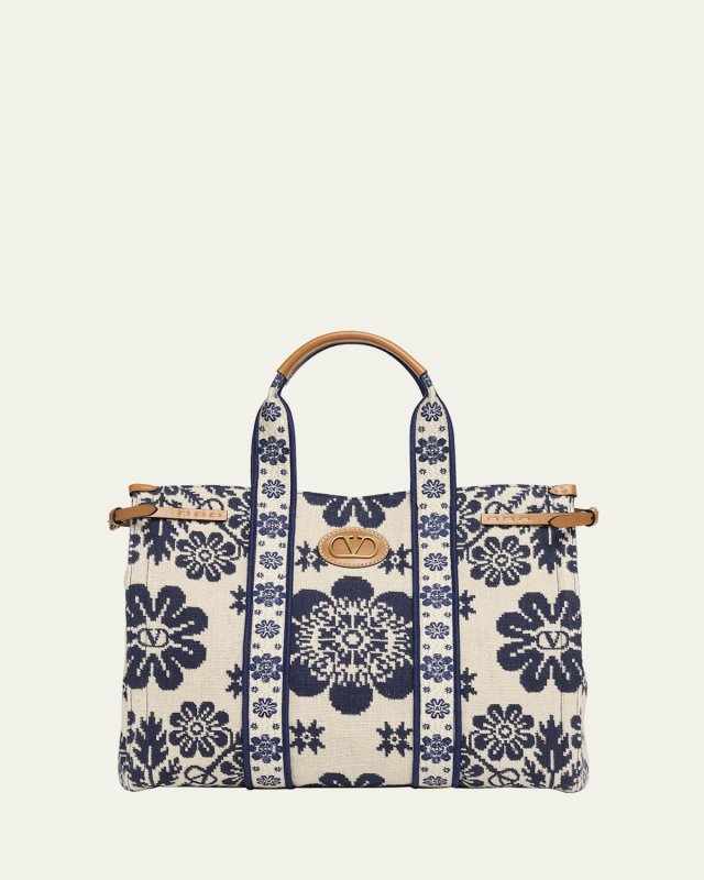 Antibes Jacquard Flower Canvas Tote Bag